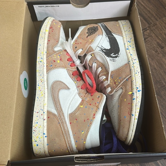 JORDAN 1 MID SE 'BRUSHSTROKE PAINT SPLATTER - Men's 8 - Picture 4 of 13